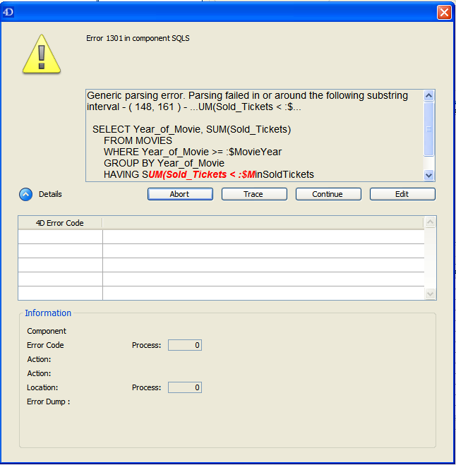 Command Sql Code Error Tracking And Debugging